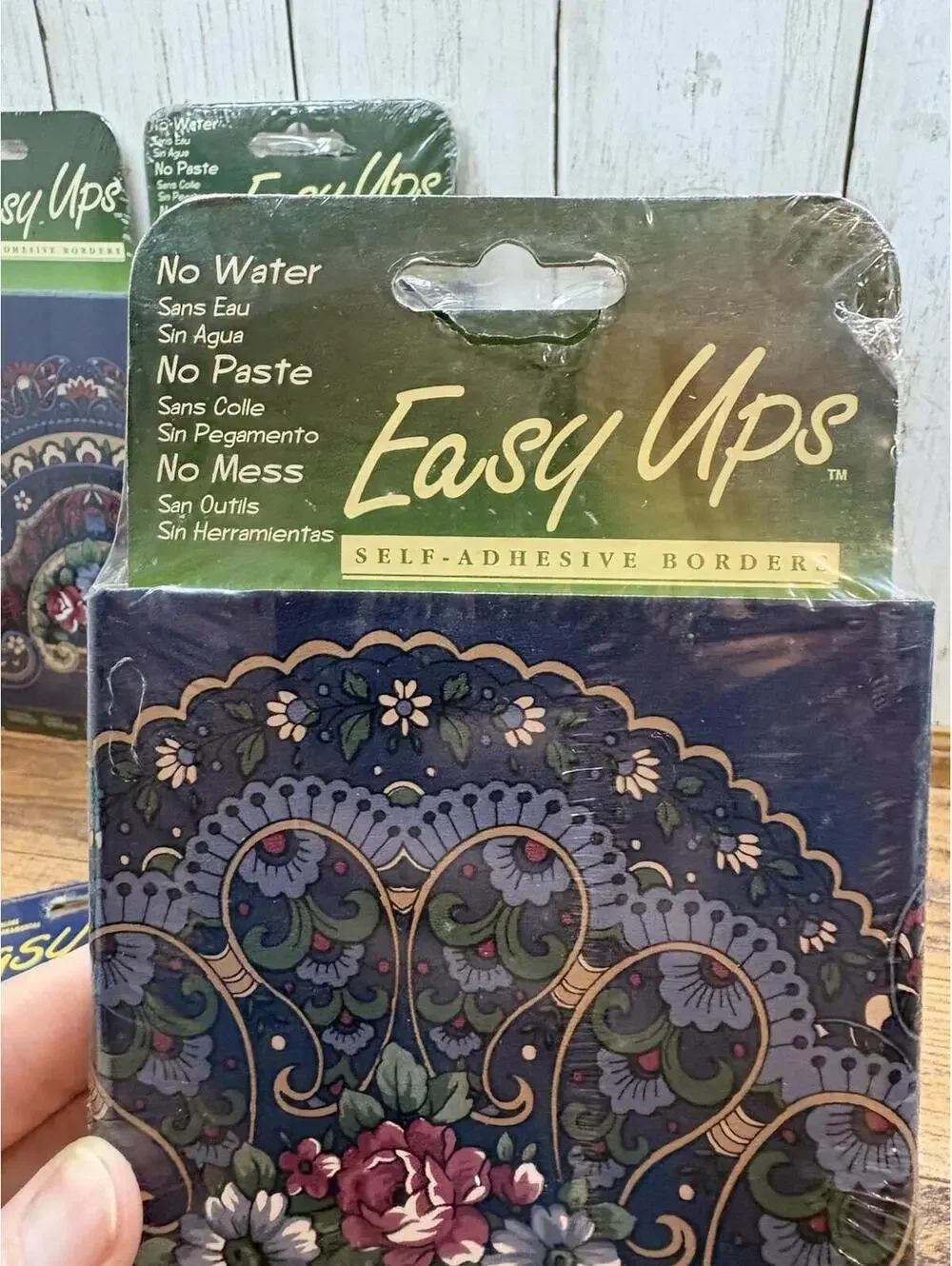 4x Easy Ups Self Adhesive Wall Borders Decorative Edge Floral Paisley 15 ft Vtg